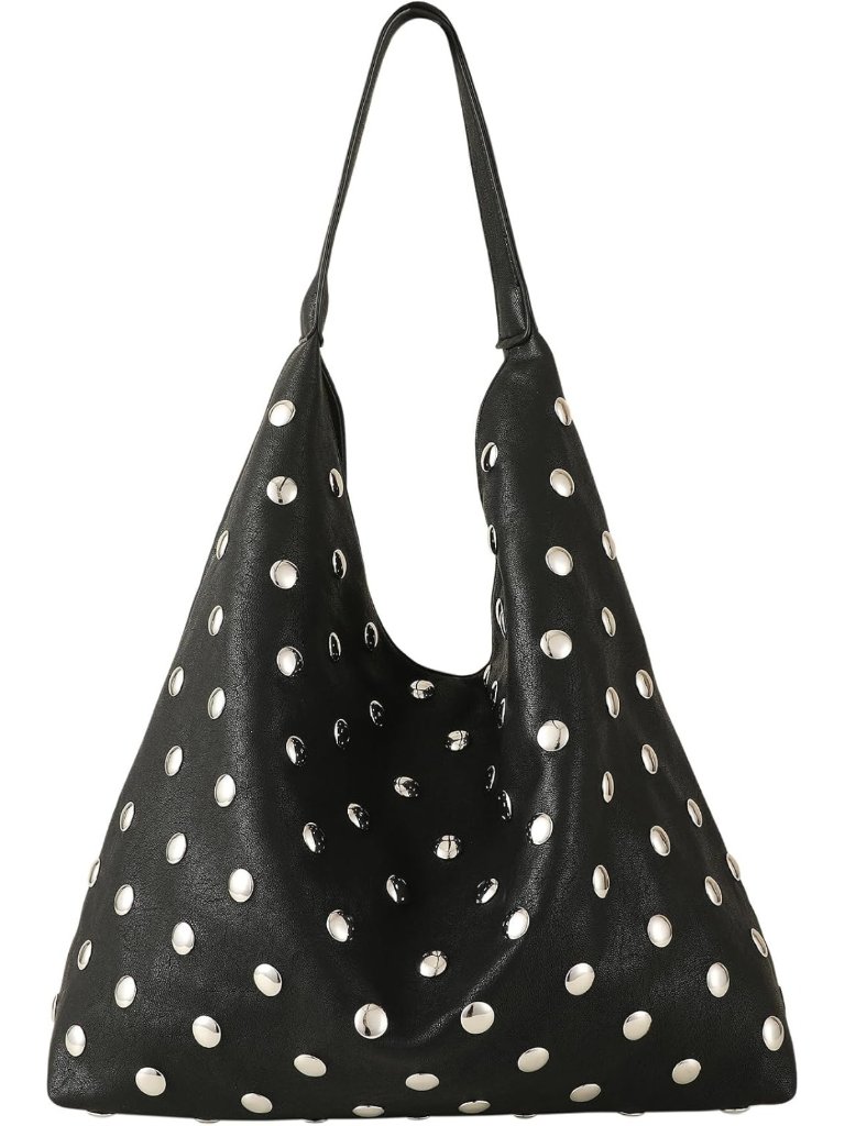 Stylish Studded Hobo Purse | Leather Tote Bag | Rivet Shoulder Handbag For Women